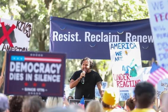 Speaker at No Kings 2 in October 2025 in Savannah, GA